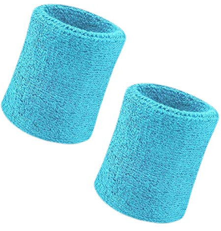 Schweißbänder, Sport Wristbands Gelenkband 2 Pack, 4 Zoll Sport Schweißband Armband Weiche verdickte Baumwolle, für Tennis Gymnastik Fußball Basketball, Laufen Athletic Sports-Blau