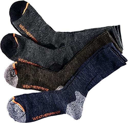 Men's Weatherproof Wool Blend All Purpose Outdoor Crew Socks 4 Pack