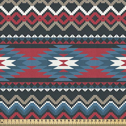 ABAKUHAUS Antiquität Gewebe als Meterware, Altes ethnisches Motiv, Schön Gewebten Stoff für Polster und Wohnaccessoires, 1M (148x100cm),Schwarz Blaue Koralle