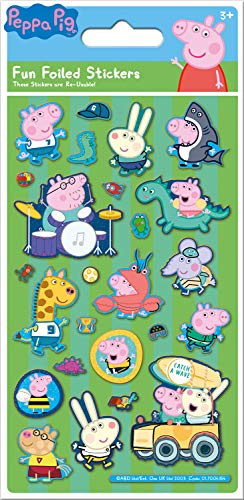Paper Projects 01.70.06.154 Peppa und George Pig Grün glitzernde wiederverwendbare Aufkleber, 19,5 cm x 9,5 cm
