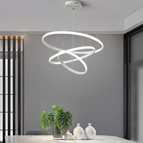 LED Pendelleuchte BH-246 3 Ringe 20 * 40 * 60cm mit Fernbedienung Lichtfarbe Helligkeit stufenlos einstellbar Dimmbar 120 Watt Höhenverstellbar LED Deckenlampe 120cm Pendellampe A+