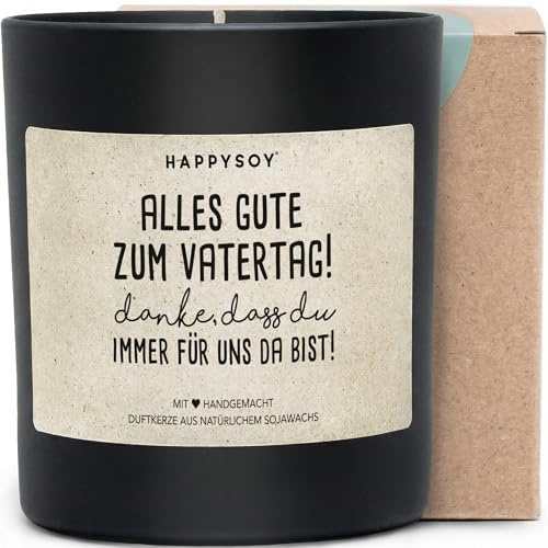 Alles Gute zum Vatertag - Duftkerze mit Spruch als liebevolles Geschenk für Papa, Vatertag & Dankeschön, Kerze im Glas, blumiger Duft