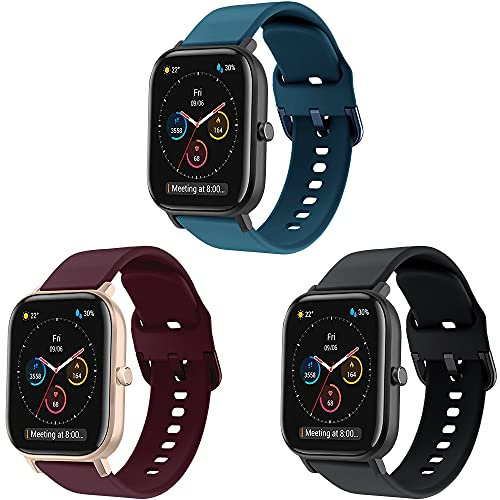 Kompatibel mit Amazfit GTS Armband, 20mm Silikon Sportarmband Uhr Ersatzarmband für Amazfit GTS 2 Mini, Amazfit GTS 2, GTS 2e, GTS 3, Amazfit Bip, Amazfit Bip U, Amazfit Bip U Pro, Amazfit GTR 42mm
