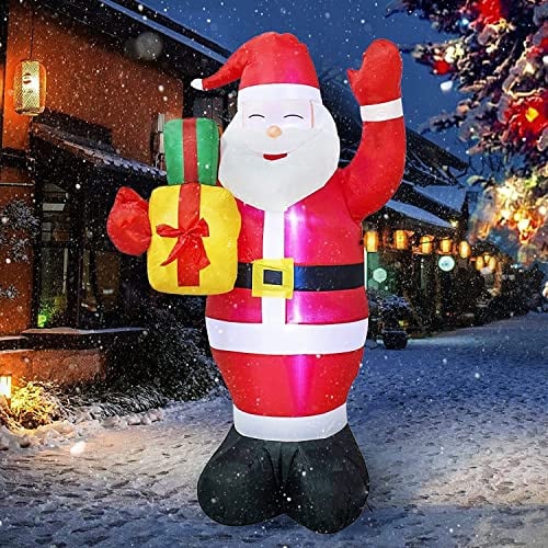 150CM Aufblasbarer Weihnachtsmann, Weihnachtsaufblasbare Weihnachtsmann Weihnachtsdekoration Freien mit LED Licht Riesige Aufblasbare Weihnachtsmann Party Weihnachtsaufblasbare Gartendekorationen