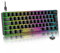 MAGIC-REFINER UK Layout 60% Mechanische Gaming-Tastatur, Blauer Schalter, Mini-62 Tasten, USB C, RGB Hintergrundbeleuchtungseffekte Rainbow LED-Licht, Kompatibel Mit Computer Rechner Win/Mac - Schwarz