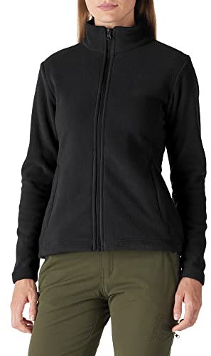 Outdoor Ventures Damen Fleecejacke mit Durchgehendem Reißverschluss Stehkragen Frauen Leichte Fleece Sweatjacke Warme Damenjacke für Laufen, Wandern und Freizeit Schwarz S