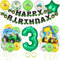 Popuppe Kindergeburtstag Deko, Geburtstagsdeko Jungen 3 Jahre, Kinder Geburtstag Party Dekoration Set Mit Traktor Luftballon, Bagger Luftballon, Happy Birthday Banner
