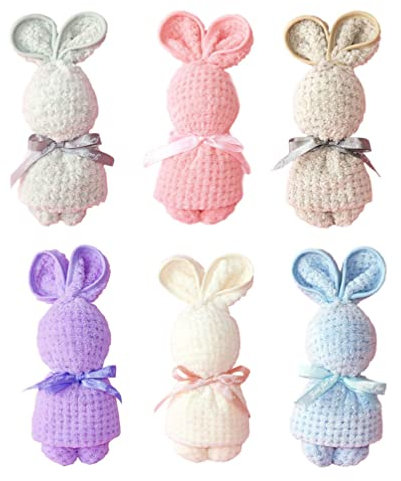 TOPBATHY 6 Stück Happy Easter Küchentücher Baumwolle Handtücher Kaninchen Handtuch kleines Badetuch Küche Geschirr Gästetuch Ostern Party Zubehör