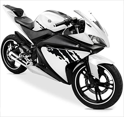 DualColorStampe Adesivi Compatibili con Yamaha YZF-R125 R125 (DX-SX) Carena moto decal stickers Design graffio M0127 (Nero)