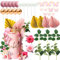 JeVenis Rosa Kugeln Kuchendekoration Babyparty Kuchendekoration Schmetterling Kuchendekoration Rose Kuchendekoration Boho Kuchendekoration Palmblätter Kuchendekoration