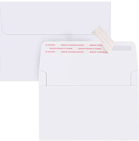 100 Stück 12,7 x 17,8 cm, weiße A7-Briefumschläge, selbstklebend, für Hochzeiten, Einladungen, Fotos, Postkarten, Grußkarten, Versand, Babyparty, Abschluss