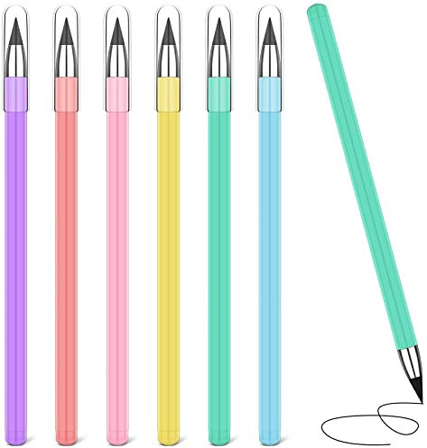 AUAUY 6 STÜCK Tintenloser Bleistift, Infinity Pencil, Wiederverwendbarer Everlasting Pencil, Austauschbarer Inkless Pencil zum Schreiben, Zeichnen, Studenten Home Office School Supplies