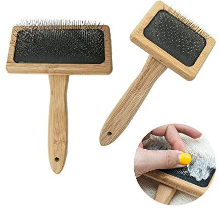 YWNYT 2 Stück Holz-Kardierpinsel, Teppich-Quastenbürste, Baumwollseil, Webkamm, Holz, Handschnitzel für Teppich-Nadelfilzprojekte, Geschenk, Nadelfilz-Liebhaber