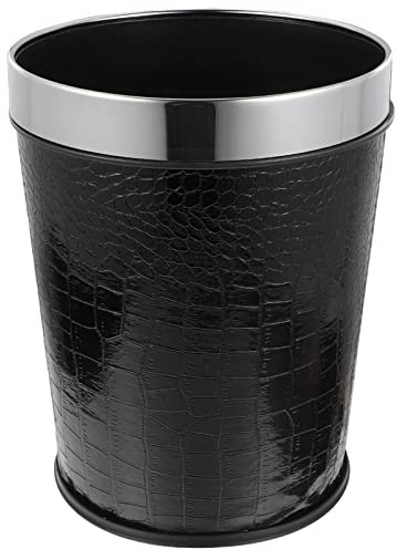 STOBOK Décoration D'intérieur Corbeille En Cuir Poubelle Poubelle Vintage Déchets À Papier Toilette Papier Panier Noir