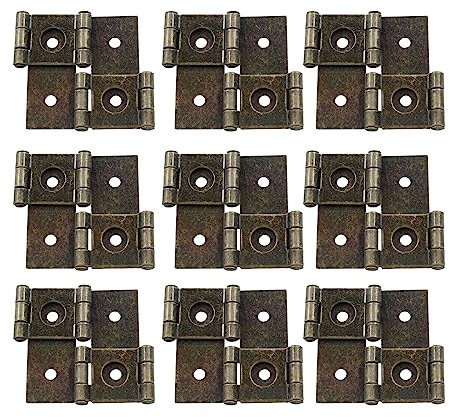 Litoexpe Lot de 12 charnières doubles pliantes, rotation à 270 degrés, charnières de porte pliables en métal avec vis de montage (47 mm x 54 mm, bronze)