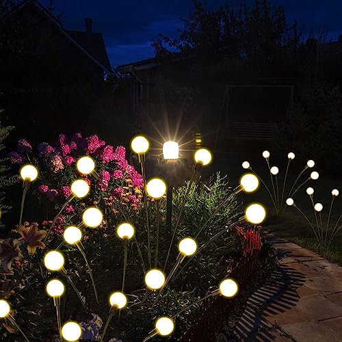 4 Stück 24 LED Wasserdicht Firefly Solar Gartenlichter,Glühwürmchen Solar Leuchte,Glühwürmchen Solargartenlichter,Solarleuchten für Außen Garten,Gartenbeleuchtung Solar Außen,led Lichter Garten Solar