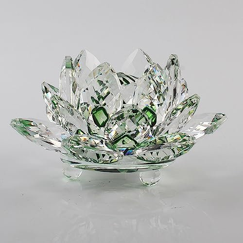 BBTISG Kristall-Lotusblume, dekorative Glas-Lotusblumenschale, Funkelnde Kristall-Lotusblume für Zuhause, Hochzeiten und Jahrestage (Grün)