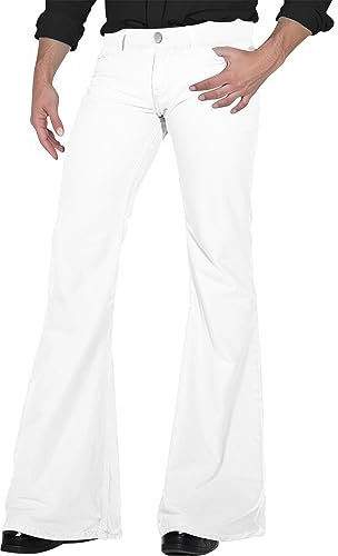 CHIACJYRSEDK 70er Jahre Karneval Disco Hosen Herren Schlaghose 60er 70er Glockenhose Vintage Denim Hose Jeans Bell Bottom Hose Outfits Ausgestellte Hose für Herren Übergröße Retro Jeans Weiß XXL