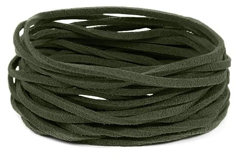 LEREATI Faux Leather Cord for Jewellery Making, 3mm Suede Cord Flat Leather String, 5m Leather Thong Cord Beading Thread for Necklace, Bracelet, Pendants, Dream Catcher, DIY Crafts (Dark Green)