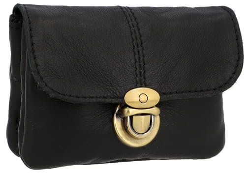 Gusti Gürteltasche Leder- Chapal -Damen und Herren Bauchtasche Festivaltasche klein Schwarz Leder