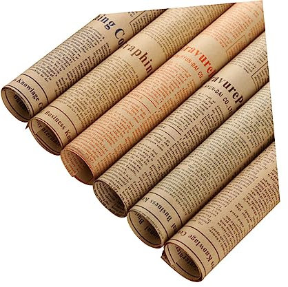 SOLUSTRE 50blätter Vintage Kraftpapier Mit Zeitung Design Retro Blumenverpackung Für Bastelprojekte Und Zufälliger Stil