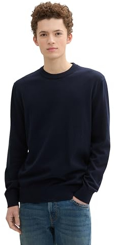 TOM TAILOR Denim Herren Strickpullover aus Baumwolle, 10668 - Sky Captain Blue, M