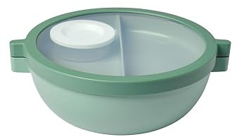 Mepal - Meal Prep Boxen Vita - Bento Schüssel - Brotdose mit Fächern - Extra Fach mit Deckel, Dressing-Deckel & Tablett - Bentobox - 1500 ml - Nordic sage