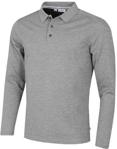 Calvin Klein Mens 2026 Long Sleeve Stretch Campus Golf Polo Shirt