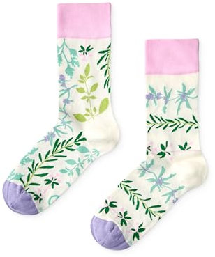 Dedoles Calzini Unisex Donna Uomo & Bambini Calze Cotone con tanti Design divertenti sinistra destra diversi, colore: Viola, disegno: Erbe del giardino, taglia: 39-42