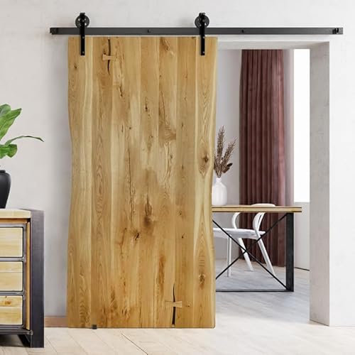SEART Schiebetür aus Eichenholz mit Naturkante HIT Board Basic für Schlafzimmer, Ankleidezimmer, Speisekammer (100-110x210, Naturöl)