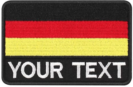 Benutzerdefinierter Namensaufnäher mit Deutschland Flagge, 2 Stück, personalisierter bestickter militärischer taktischer Namensaufnäher für Jacken, Hund, Narness, zum Aufbügeln (Quadrat/Square)
