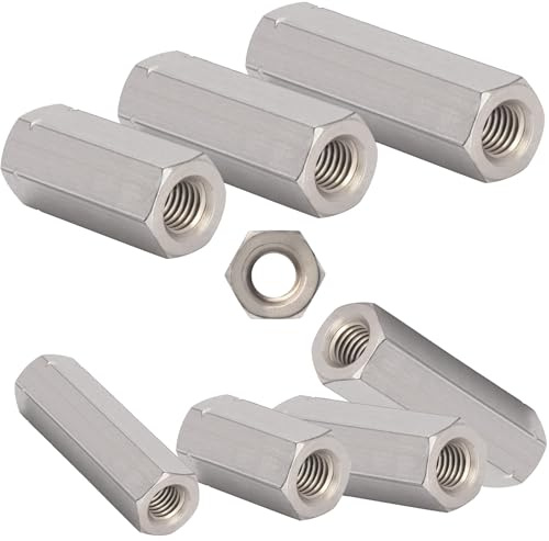 Gewindemuffe M10 x 40mm aus Edelstahl V2A A2 4 Stück Gewindehülse DIN 6334 Sechskant Verbindungsmutter Langmutter Distanzmuffen Distanzhülse Distanzmutter Muttern für Gewindestangen und M-Schrauben