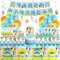 91PCS Blue Deko Kindergeburtstag, Blue Luftballon Geburtstag Party Deko Set mit Tortendeko, Pappteller, Servietten, Tischdecke, Geburtstag Banner und Becher für 10 Personen
