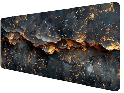 Gaming Mauspad XXL 1200 x 600 mm, Schwarz Mauspad Groß mit Vernähten Kanten, Gaming Mousepad Stein mit Verbessert Präzision und Geschwindigkeit, Mousepad XXL Wasserdicht für Gaming, Büro, Zuhause X-3