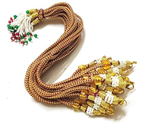 FLFWLASS Zari Thread Necklace Back Rope Dori for Silk Thread Jewellery Terracotta and Quilling Jewellery zari Thread (Golden) 12 Piece