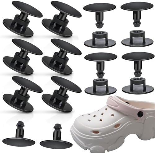 16 Pcs Plastic Rivets, Rivets, Black Rivets Replacement Rivets Button for Beach Shoe Button Repair Replacement Rivet Replacement Parts for Clog Shoe Strap Repair (Black)