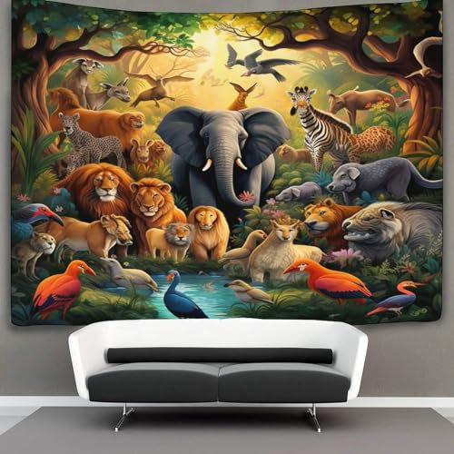 DCABEIOOE 3D Druck Jungle Animals Wandteppiche Poster Ornament Wandbehang Wandteppich Wanddeko Wandbehang Für Wohnzimmer Schlafzimmer Tapisserie 180cmx230cm