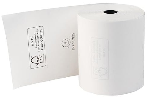 Exacompta - Réf. 43821E - Carton de 48 bobines pour tickets de caisse - largeur 80 mm x diamètre 70 mm - mandrin 12 mm - 1 pli thermique 48g/m² sans BpA - Métrage (+ ou - 2m) : 72 m - Blanc