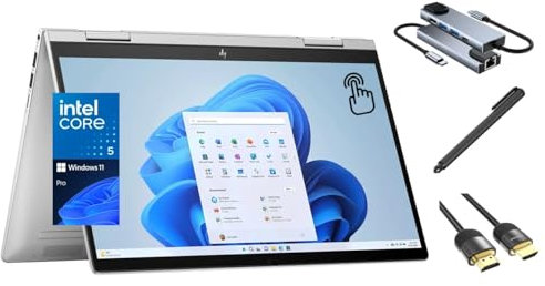 HP Envy x360 2-in-1 Touch Laptop, 14 FHD, 10-Core 5 120U (beats i7-1255U), 8GB RAM, 2TB SSD, FP Reader, Backlit, WiFi 6E, Webcam, Micro SD Card Reader, 3-in-1 Bundle, US Version KB, Win 11 Pro