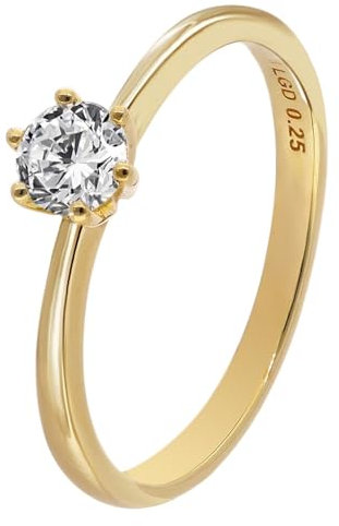 GLIZZ Damenring mit Diamant 0,25 ct. Gold 333/8K Brillantring bezauberndes Schmuckstück für modische Frauen, hochwertiges Accessoire GL8668-58 Ringgröße 58/18,5