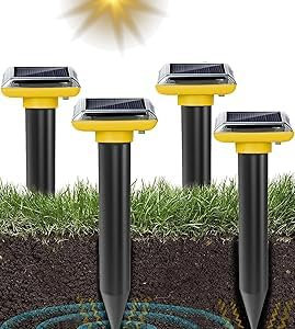 Mole Repellent Sonic-gerät 4 Stück Ultrasonic Solar Maulwurfabwehr Maulwurfschreck Wühlmausabwehr Schlagenabwehr Eidechsenabwehr Mole Repellent Schädlingsbekämpfung für Den Rasen Garten