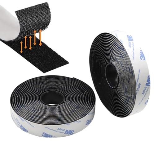 6m Klettband Selbstklebend Extra Stark (3M Markenkleber), Klettverschluss Klebeband, Wiederverwendbar Velcro Tape Für DIY, Basteln, Haushalt, Nähen - Outdoor & Indoor (16mm,Schwarz)
