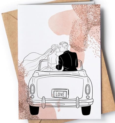 Hochzeitskarte – Herzlichen Glückwunsch zu eurem Hochzeitstag Frischvermählte, Paar Grußkarte – Verlobung, Hochzeitsgeschenk für Braut und Bräutigam – Beste Wünsche, Frisch Verheiratet - NUM 245