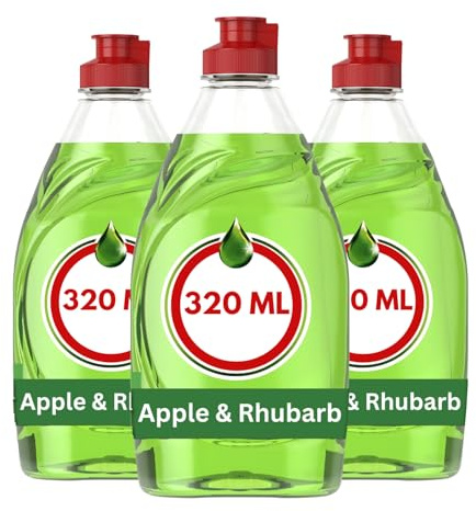 Fáiry Washing Up Liquid 320ml – Powerful Clean & Fresh Dishwashing Liquid for Sparkling Clean Dishes | Grease-Cutting, Clean & Fresh Fast-Rinsing Formula (3 Packs, Apple & Rhubarb)