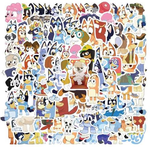 100PCS Cartoon Style Bluey Stickers Pack for Kids, Waterproof Vinyl Stickers for Laptop Water Bottle Luggage Snowboard Bicycle Skateboard Decal, Stickers for School Rewards, Party Favors