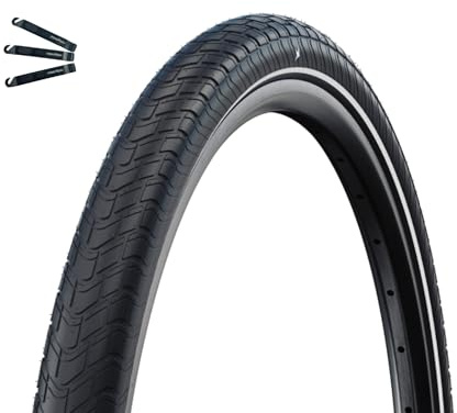 Schwalbe Fahrradreifen 1 x Motion Big Apple RaceGuard ADDIX Green E-25 Schwarz-Reflex 55-507 (24 x 2.15) inkl. maxxi4you Reifenheber