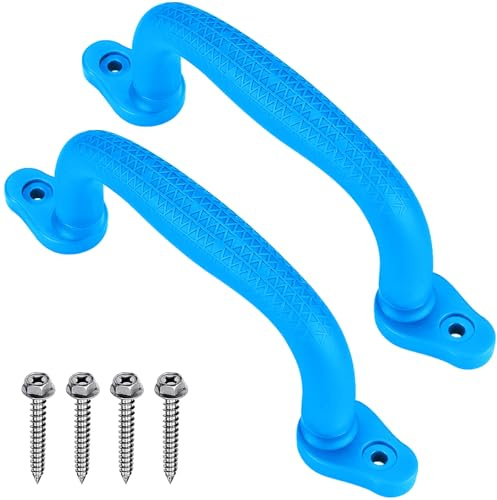 Dolibest 2 Pack Climbing Handles, 18cm Non-slip Solid Playground Hand Grips Plastic Climbing Frame Grab for Swing Set/Playset/Playhouse/Play Park/Indoor Outdoor Monkey Bars/Treehouse/Bunk Bed, Blue