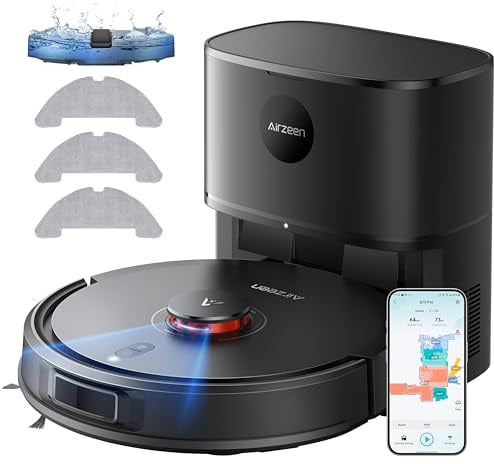 Robot Vacuum Cleaner with Mop, 10000Pa Self-Emptying Robot Vacuum and Mop, Laser Navigator with Smart Mapping Robot Hoover,180Min Runtime, Schedule, App Alexa Voice Control for Pet Hair/Carpet,Q10 Pro