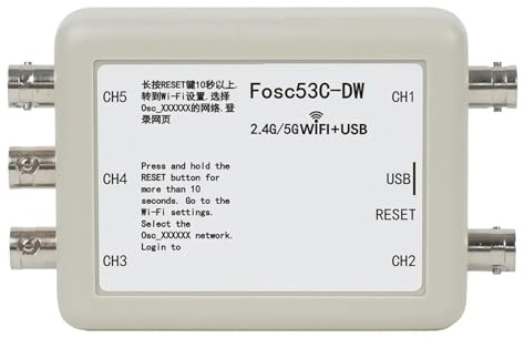 YRREATY Oscilloscope USB Wi-Fi Double Bande Fosc53C- - Outil de Maintenance et de Réparation pour la Détection Synchrone de Signaux à 5 Canaux
