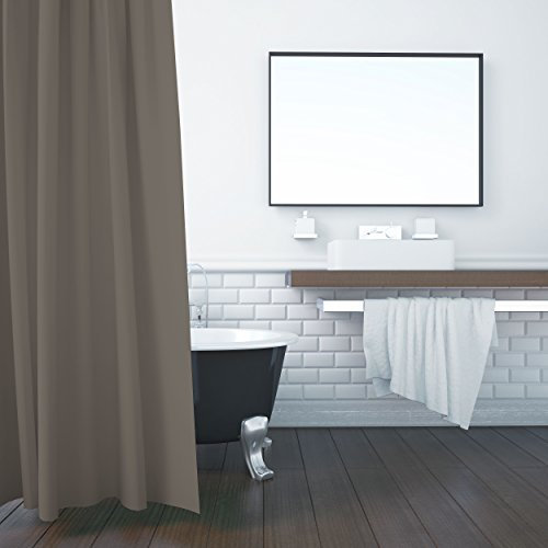 ZOLLNER Duschvorhang, 180x200 cm, Anti-Schimmel, Taupe (weitere verfügbar)